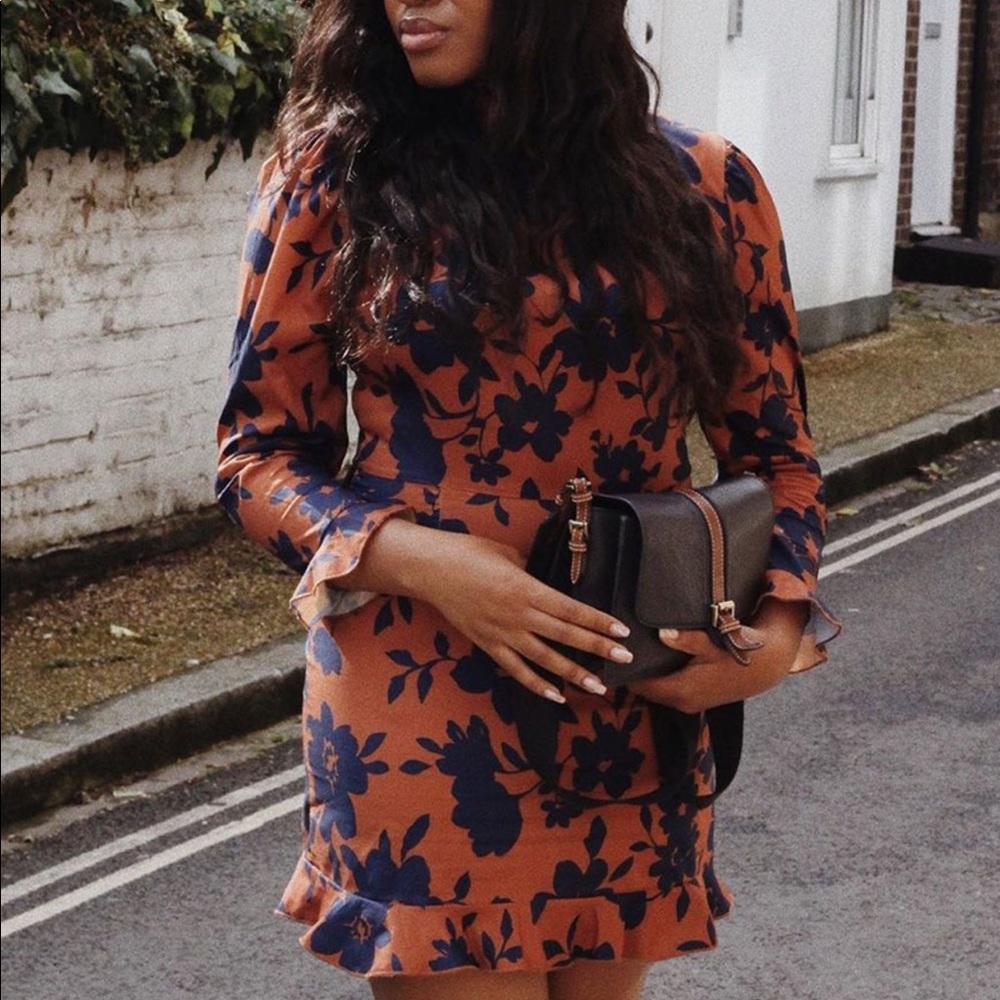 Kiara High Neck Long Sleeve Floral Dress - Picture 2 of 8